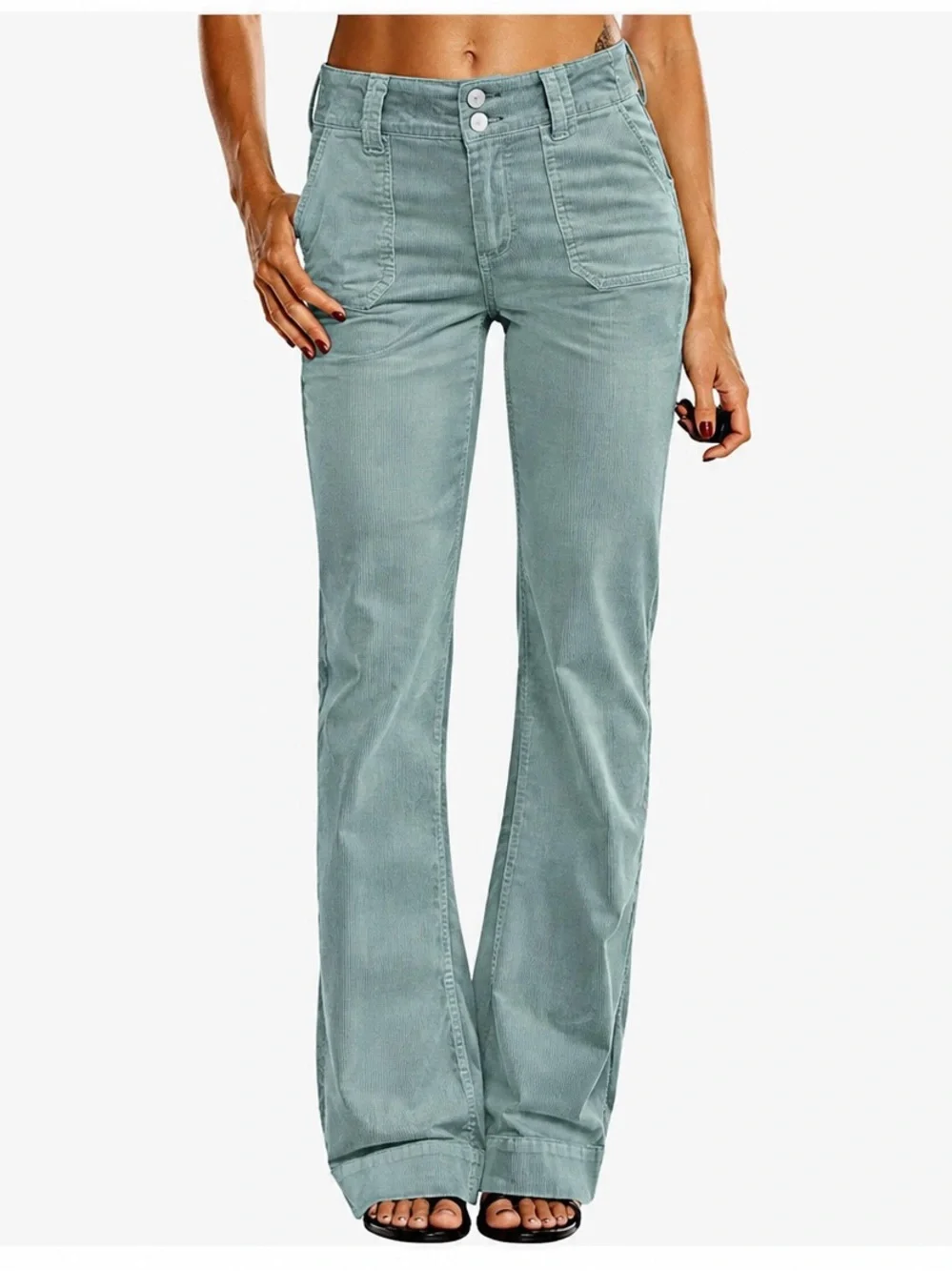 Flamingals Wide Leg Jeans in Sage Green